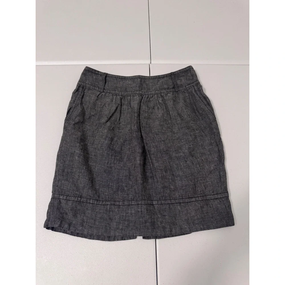 Banana Republic Charcoal Gray 100% Linen Mini Skirt‎ Size 4 m3